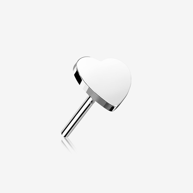 14 Karat White Gold OneFit Threadless Flat Heart Top Part 3mm