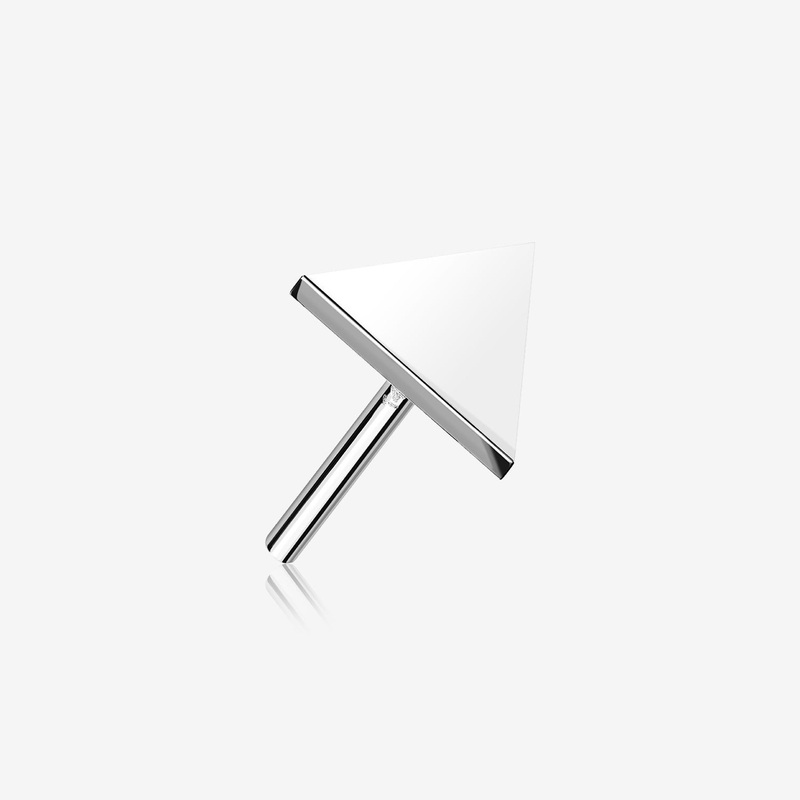 14 Karat White Gold OneFit Threadless Flat Triangle Top Part 3mm