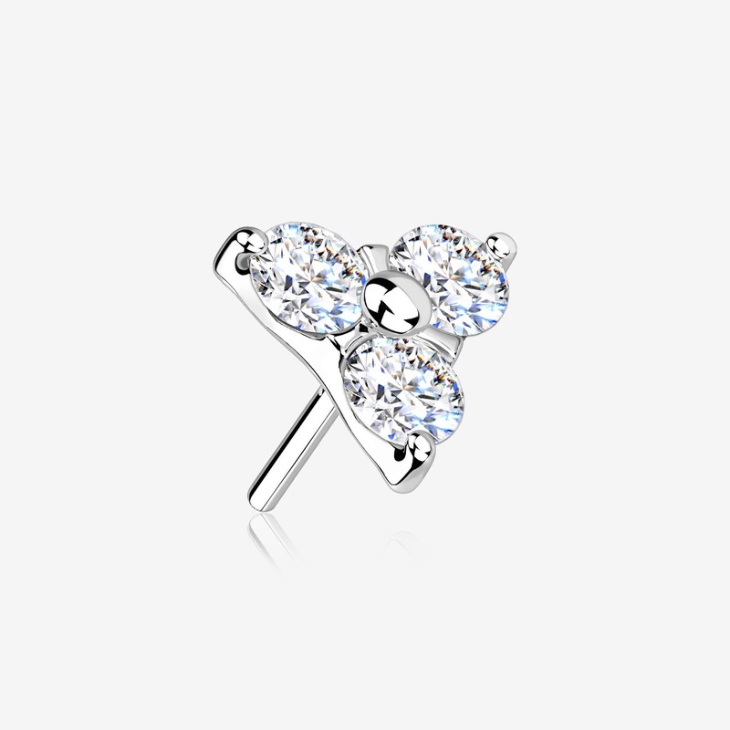 14 Karat White Gold OneFit Threadless Trinity Sparkle Triangle Top Part
