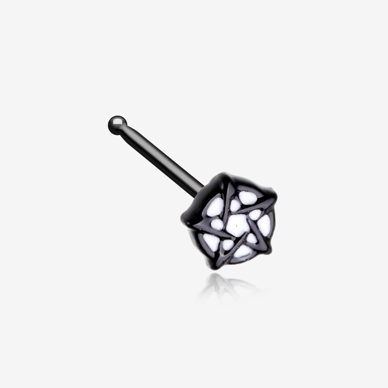 Blackline Petagram Star Gothic Nose Stud Ring
