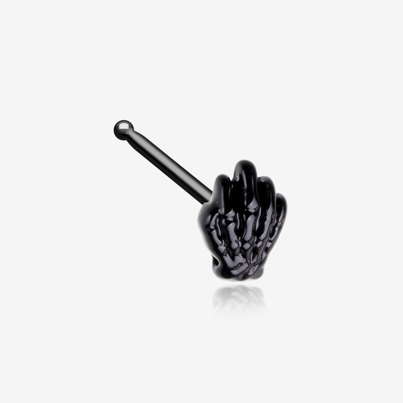 Blackline Skeleton Hand of Death Nose Stud Ring