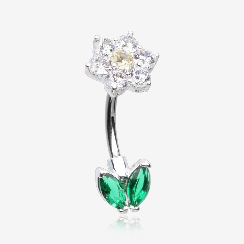 Blooming Sparkle Spring Flower Belly Button Ring