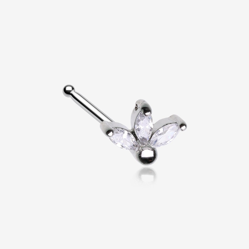 Lotus Marquise Flower Sparkle Multi-Gem Nose Stud Ring