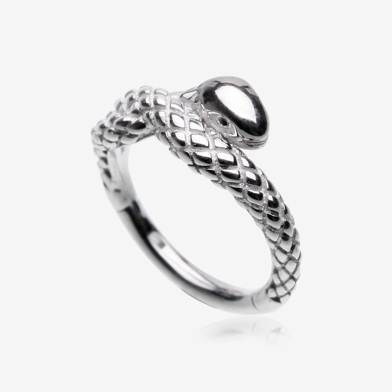 Slithering Snake Steel Seamless Clicker Hoop Ring 16 GA (1.2mm), 5/16″ (8mm)