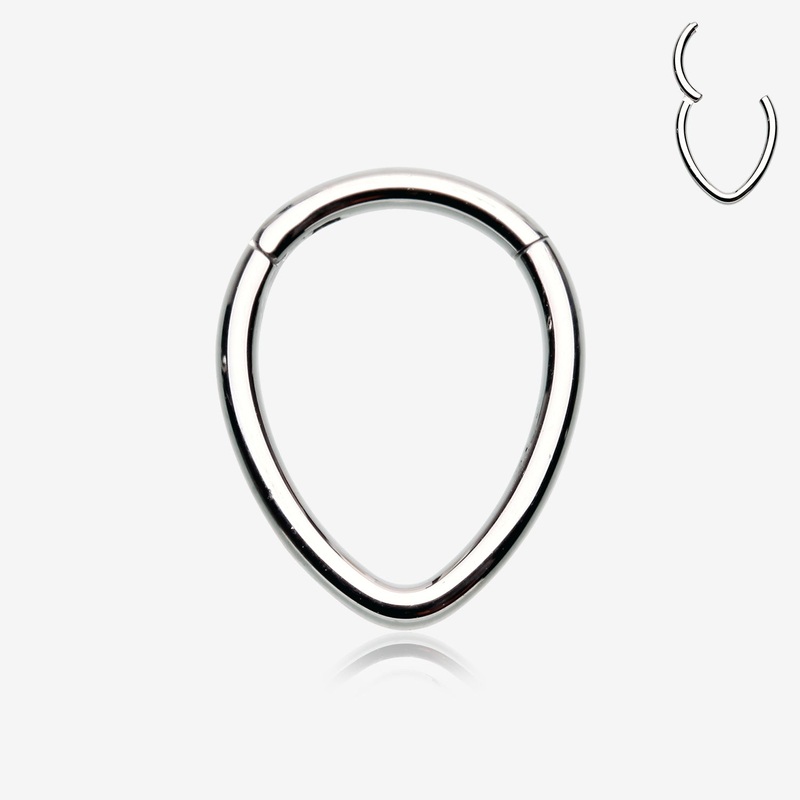Teardrop Eggy Steel Seamless Clicker Hoop Ring 16 GA (1.2mm), 5/16″ (8mm)