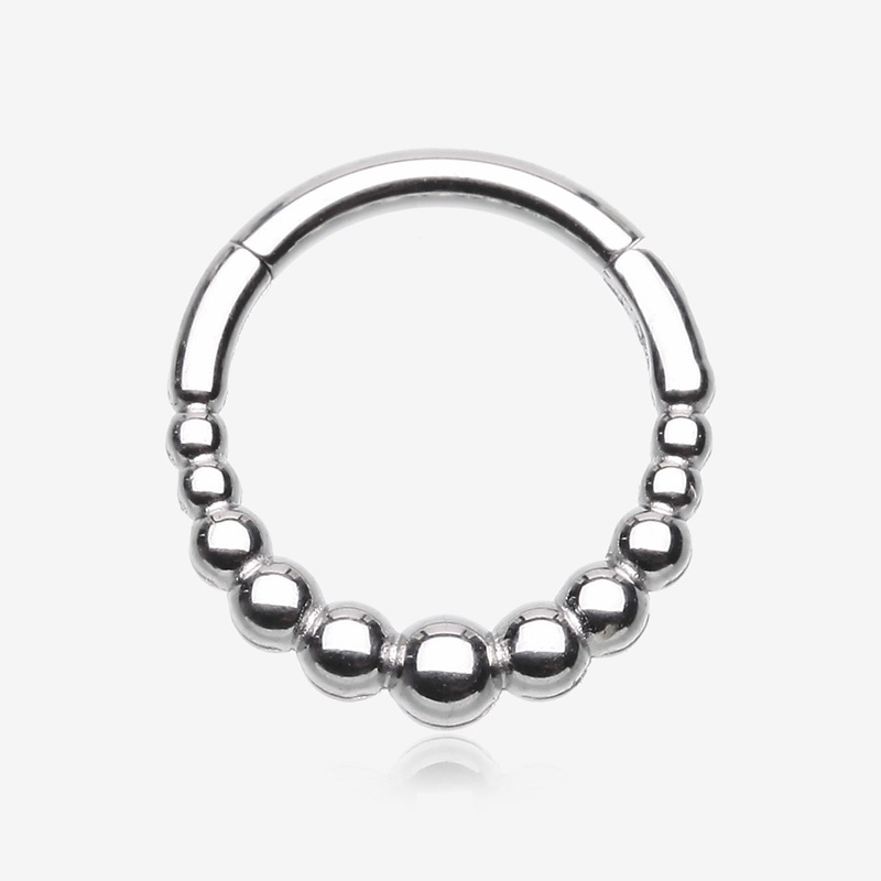 Tribal Bali Cascading Beads Seamless Clicker Hoop Ring 16 GA (1.2mm), 5/16″ (8mm)