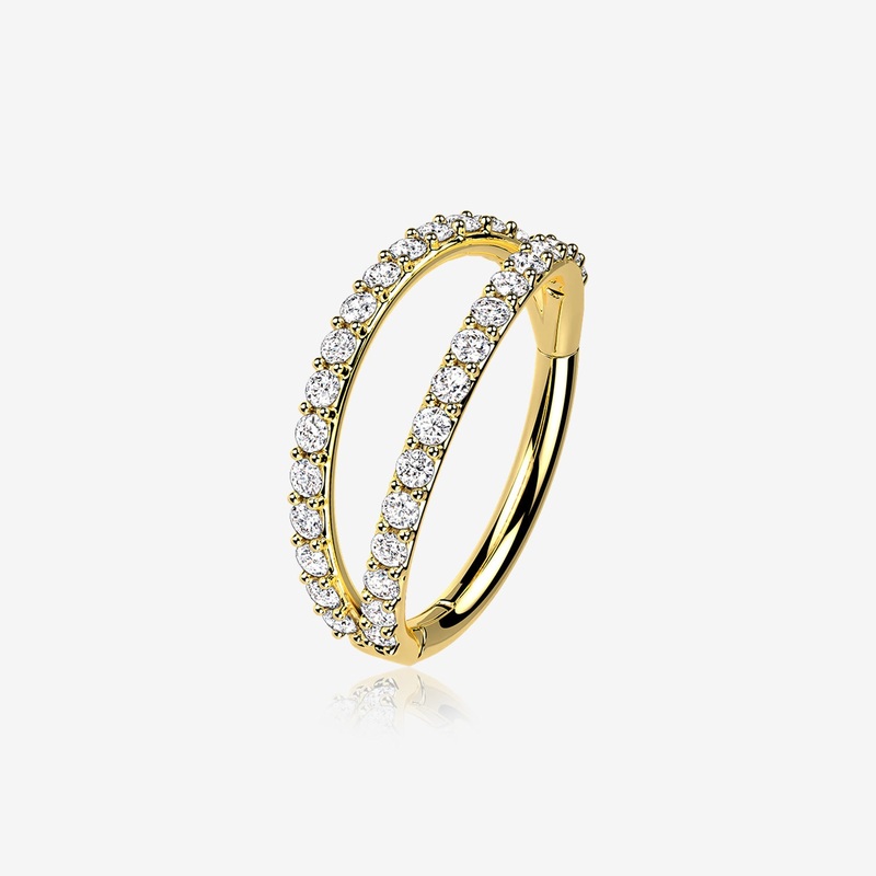 14 Karat Gold Brilliant Sparkle Double Hoop Seamless Clicker Hoop Ring 16 GA (1.2mm), 5/16″ (8mm)