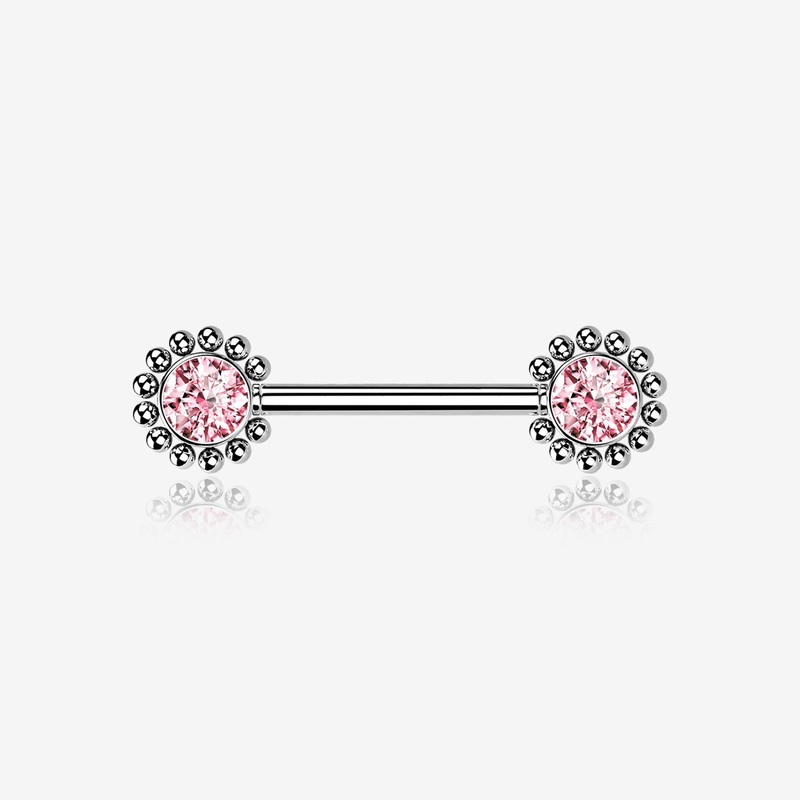A Pair of Bali Bead Karma Circle Sparkle Threadless Nipple Barbell