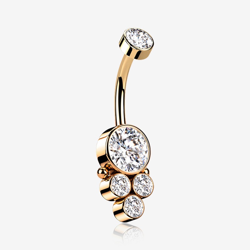 Rose Gold Trinity Bali Sparkle Internally Threaded Belly Button Ring