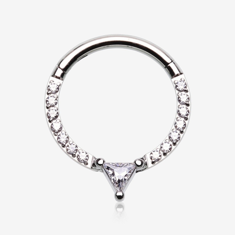 Trilliant Sparkle Multi-Gem Steel Seamless Clicker Hoop Ring 16 GA (1.2mm), 5/16″ (8mm)