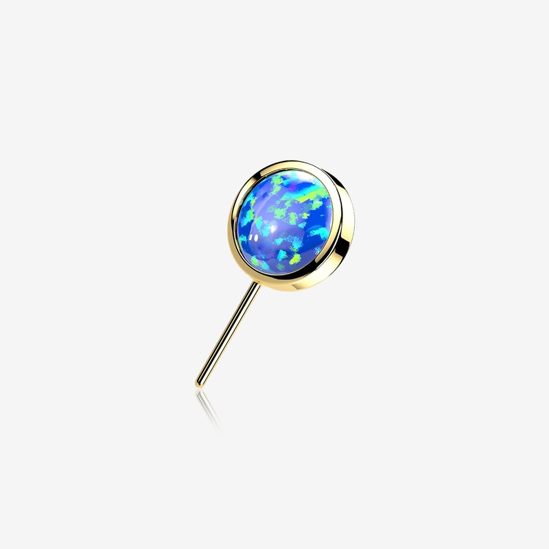 14 Karat Gold OneFit Threadless Bezel Fire Opal Front Facing Part