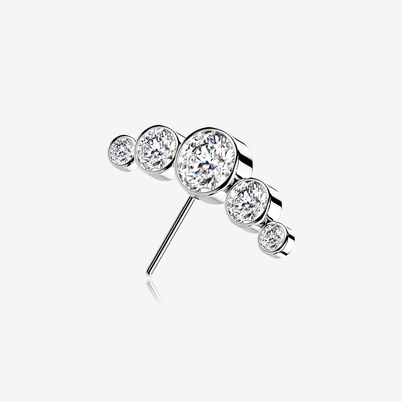 14 Karat White Gold OneFit Threadless Journey Bubble Sparkle Front Facing Part