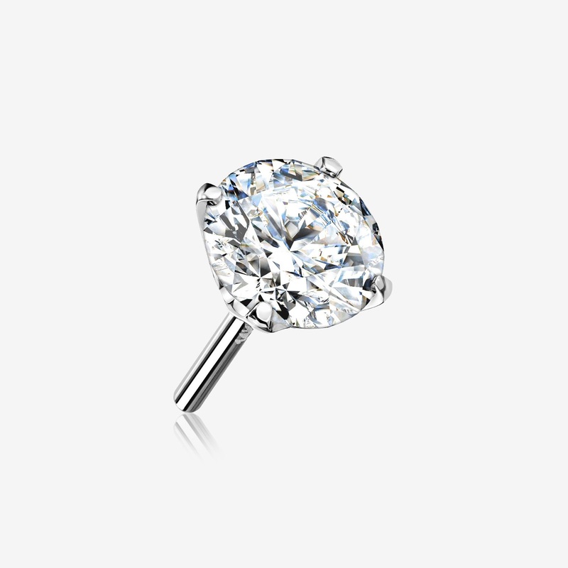 14 Karat White Gold OneFit Threadless Prong Set Gem Top Part 2mm