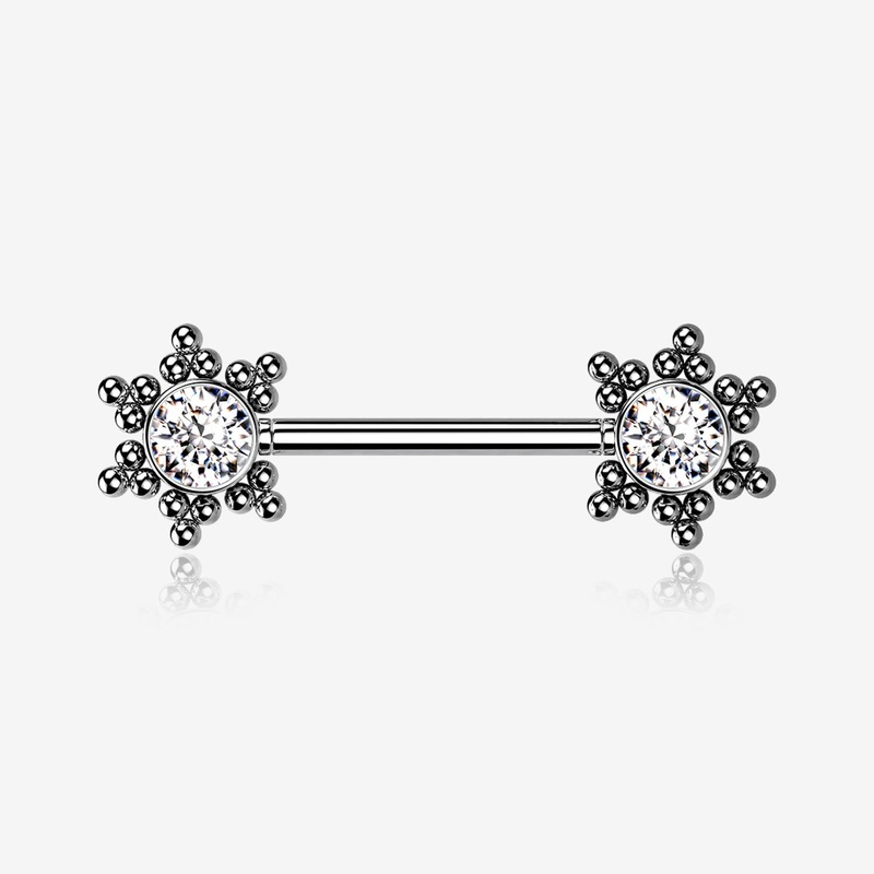 A Pair of Bali Star Sparkle Threadless Nipple Barbell
