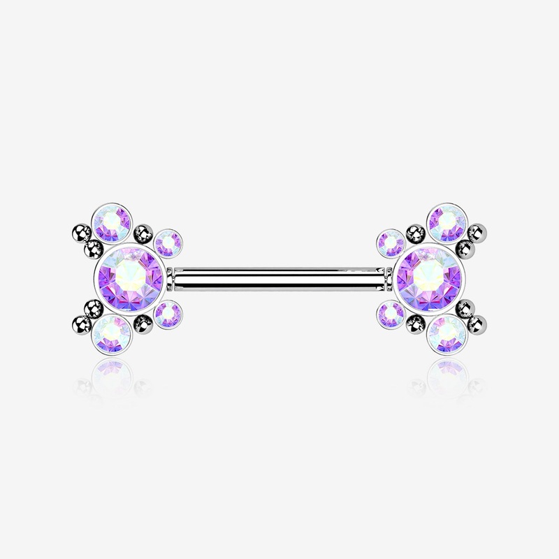 A Pair of Butterfly Sparkle Multi-Gem Threadless Nipple Barbell
