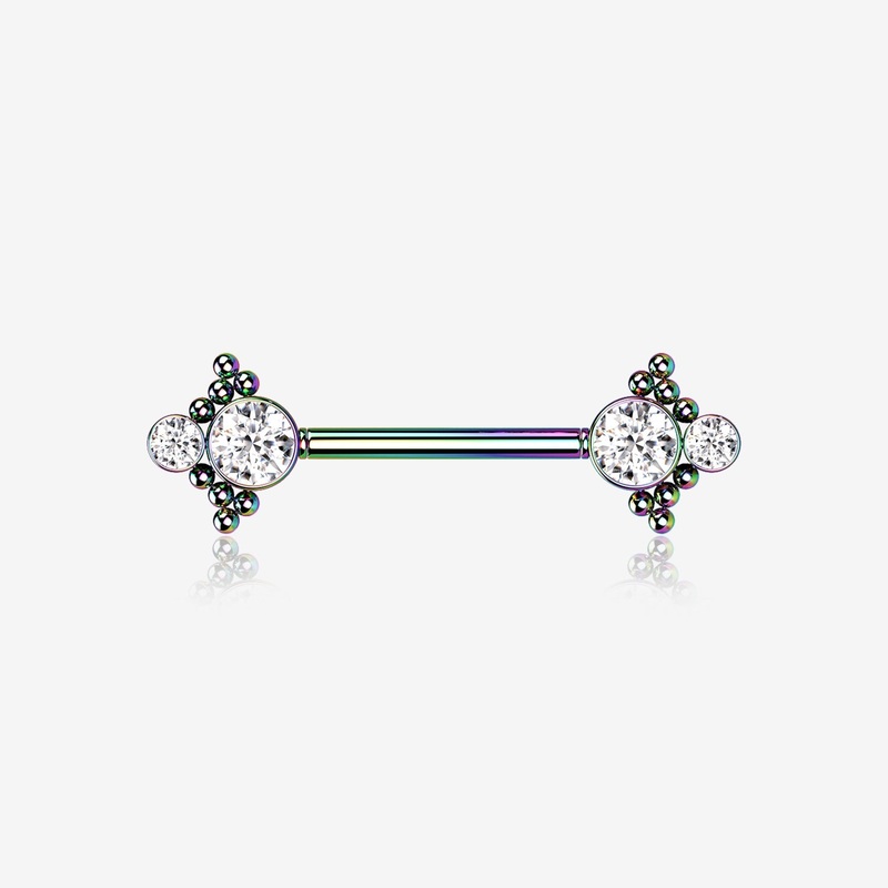 A Pair of Colorline Bali Divinity Sparkle Threadless Nipple Barbell