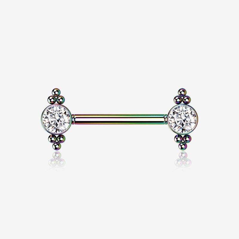A Pair of Colorline Majestic Bali Beads Sparkle Threadless Nipple Barbell