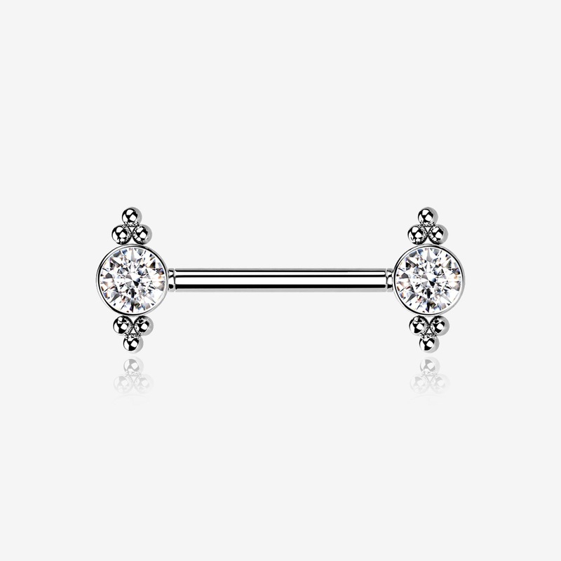 A Pair of Majestic Bali Beads Sparkle Threadless Nipple Barbell