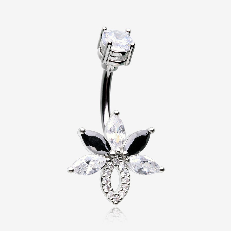 Marquise Brilliance Leaflet Flower Sparkle Belly Button Ring