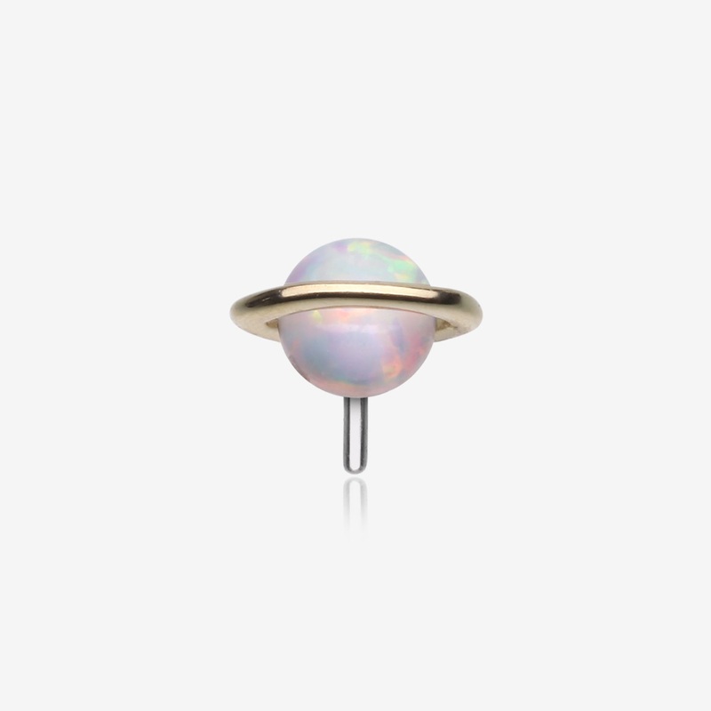 14 Karat Gold OneFit Threadless Fire Opal Sparkle Planet Top Part
