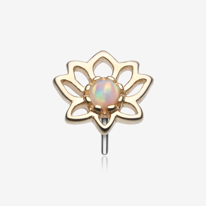 14 Karat Gold OneFit Threadless Lotus Blossom Fire Opal Sparkle Top Part