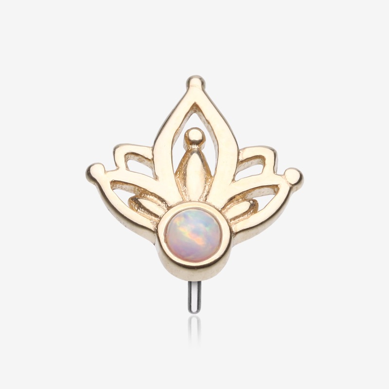14 Karat Gold OneFit Threadless Lotus Royal Fire Opal Sparkle Top Part