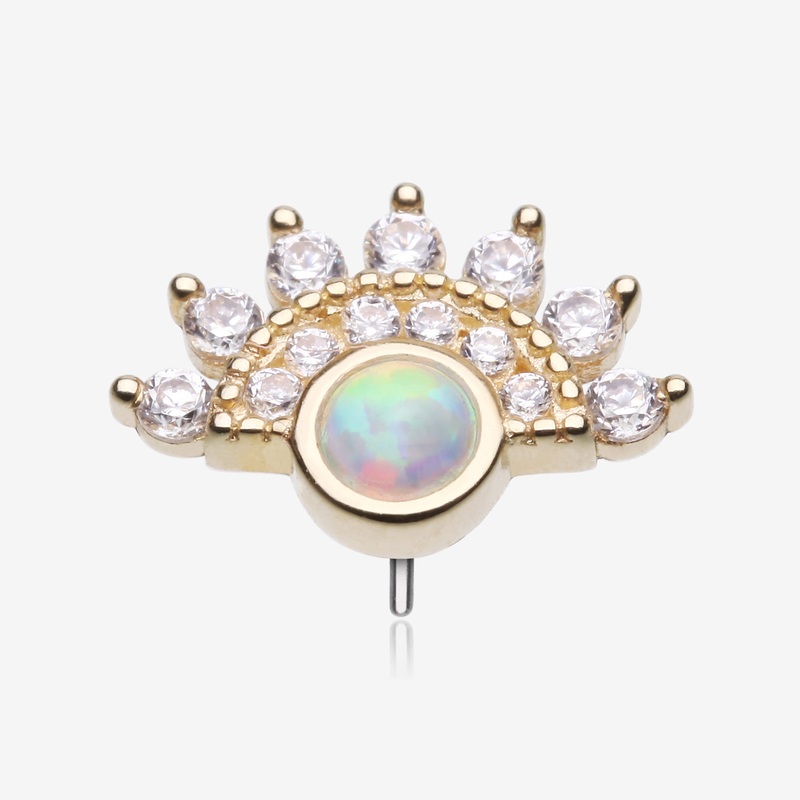 14 Karat Gold OneFit Threadless Majestic Sparkle Fire Opal Arc Top Part