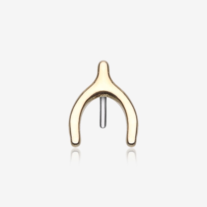 14 Karat Gold OneFit Threadless Wishbone Charm Top Part