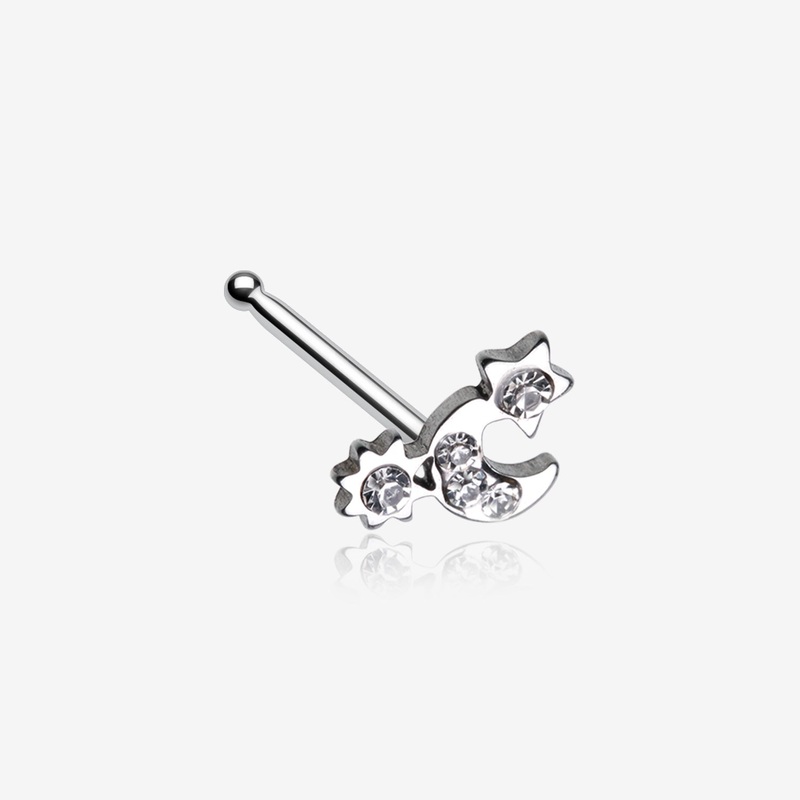 Adorable Celestial Sun Moon Star Sparkle Nose Stud Ring