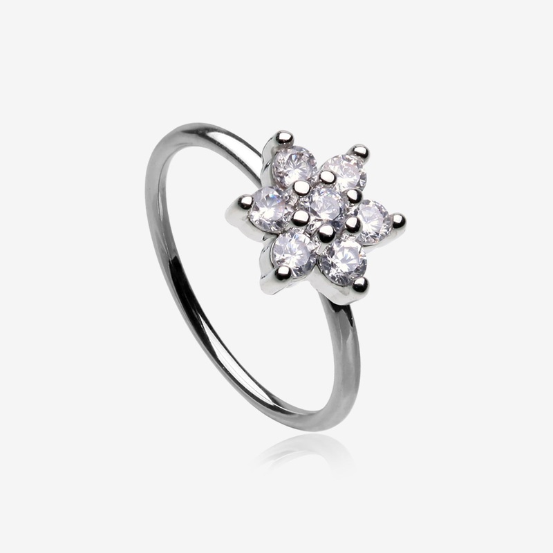 Brilliant Spring Flower Sparkle Bendable Hoop Ring 20 GA (0.8mm), 5/16″ (8mm)