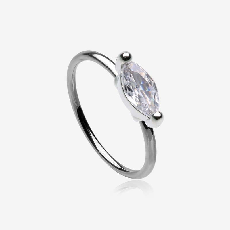 Classic Marquise Gem Sparkle Bendable Hoop Ring 20 GA (0.8mm), 5/16″ (8mm)