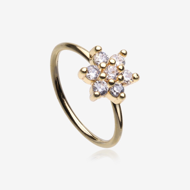 Golden Brilliant Spring Flower Sparkle Bendable Hoop Ring 20 GA (0.8mm), 5/16″ (8mm)