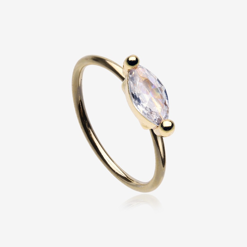 Golden Classic Marquise Gem Sparkle Bendable Hoop Ring 20 GA (0.8mm), 5/16″ (8mm)