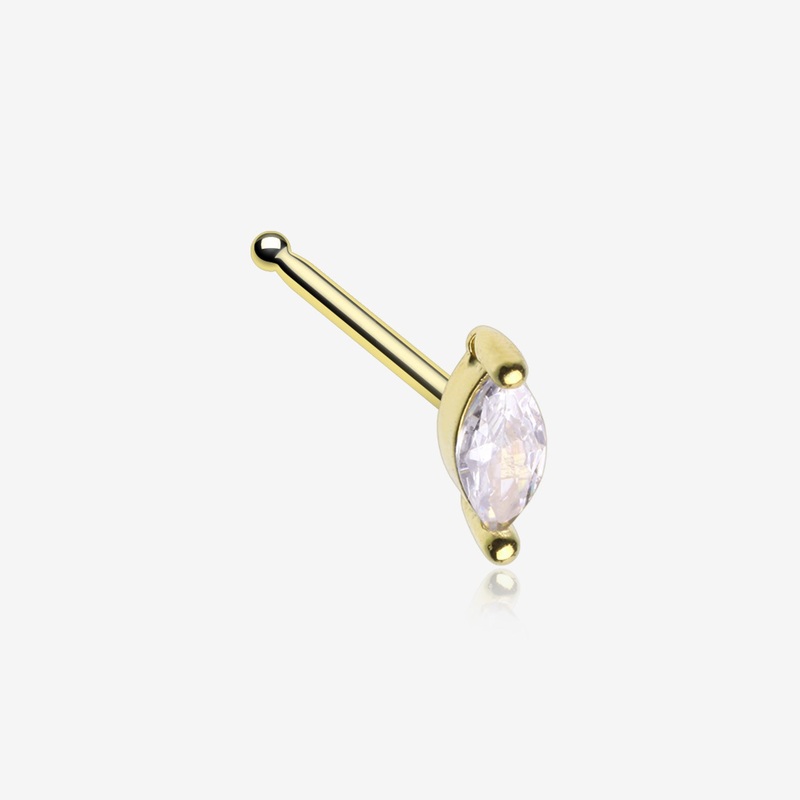 Golden Marquise Sparkle Gem Nose Stud Ring