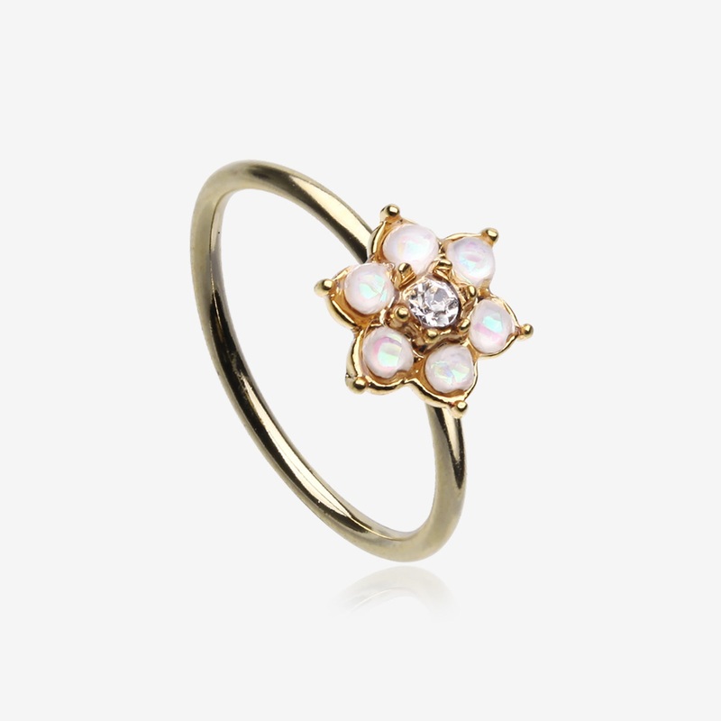 Golden Opalescent Spring Flower Sparkle Bendable Hoop Ring 20 GA (0.8mm), 5/16″ (8mm)