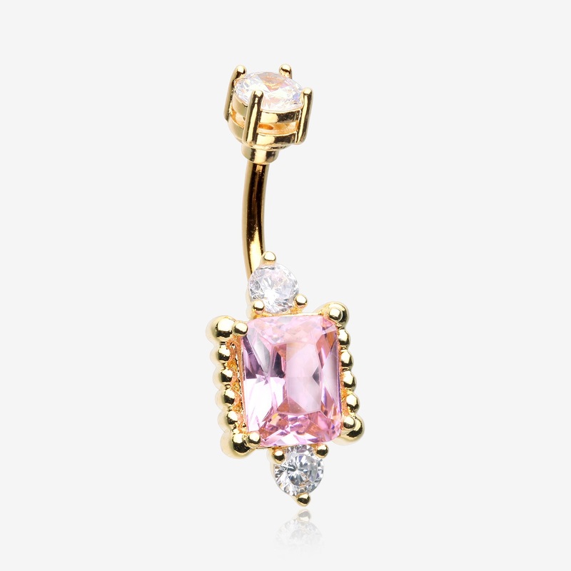Golden Princess Sparkle Adornment Belly Button Ring