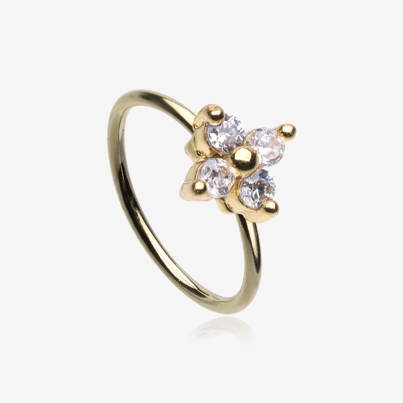 Golden Radiant Star Sparkle Bendable Hoop Ring 20 GA (0.8mm), 5/16″ (8mm)