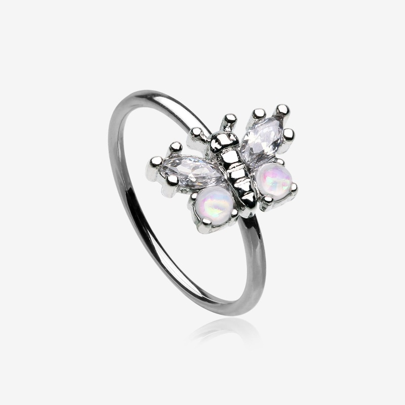Opalescent Butterfly Sparkle Bendable Hoop Ring 20 GA (0.8mm), 5/16″ (8mm)