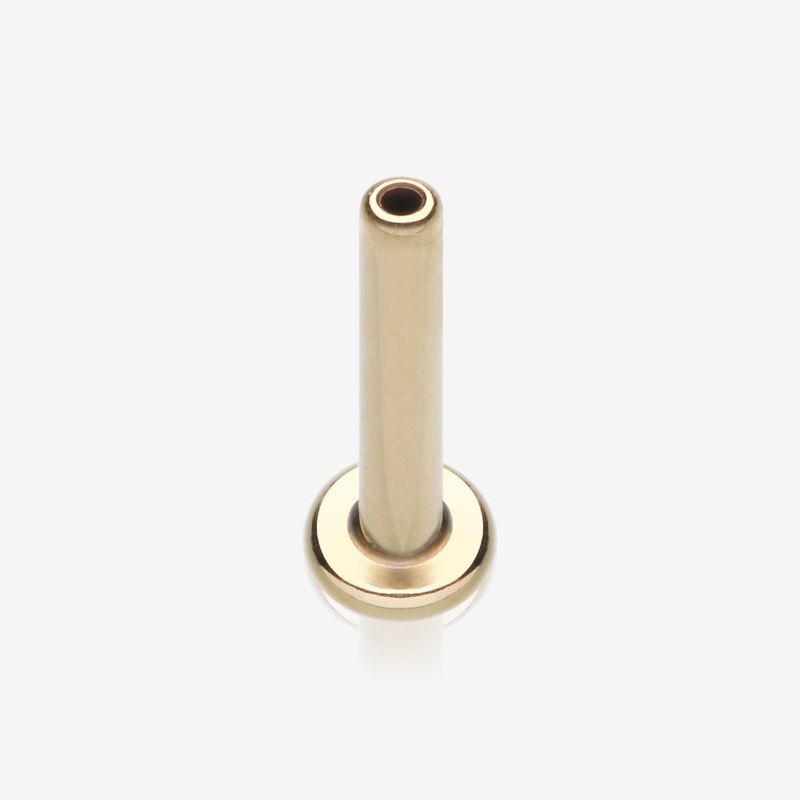 Pure24K Implant Grade Titanium OneFit Threadless Flat Back Stud Labret Bar Part 18 GA (1mm), 1/4″ (6mm)