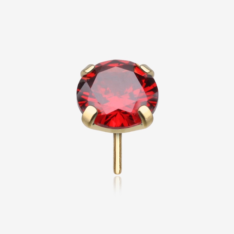 Pure24K Implant Grade Titanium OneFit Threadless Garnet CZ Prong Set Birthstone Gem Top Part 2.5mm