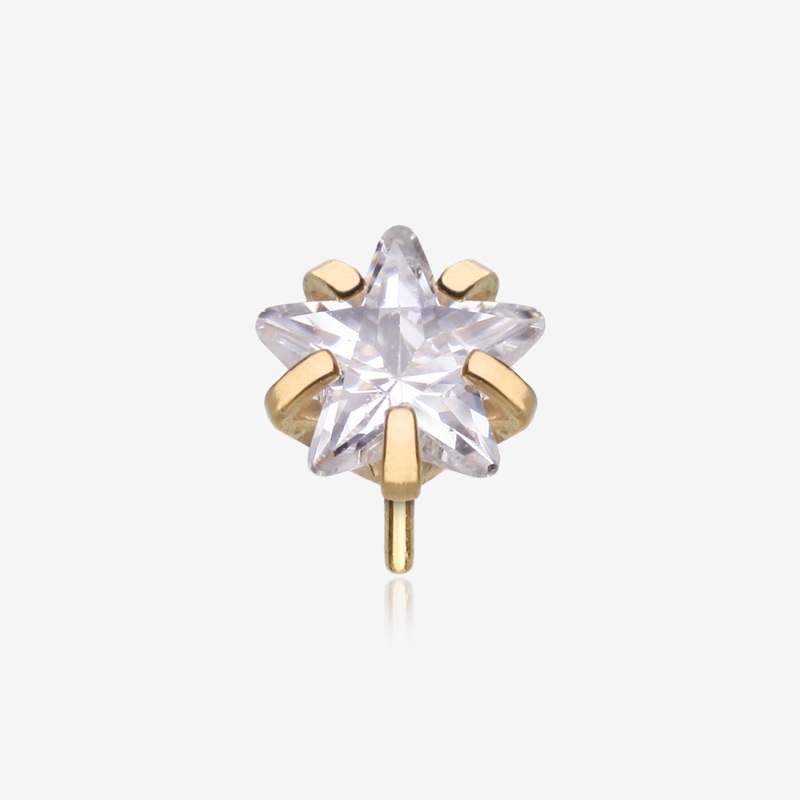 Pure24K Implant Grade Titanium OneFit Threadless Star Gem Sparkle Prong Top Part 3mm