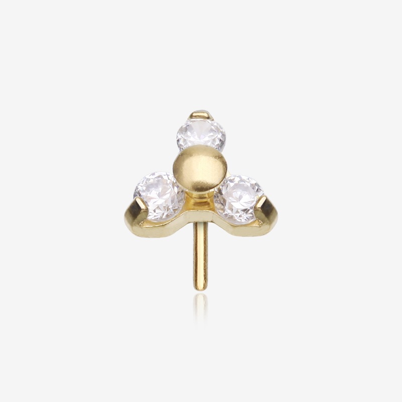 Pure24K Implant Grade Titanium OneFit Threadless Trinity Sparkle Prong Set Top Part