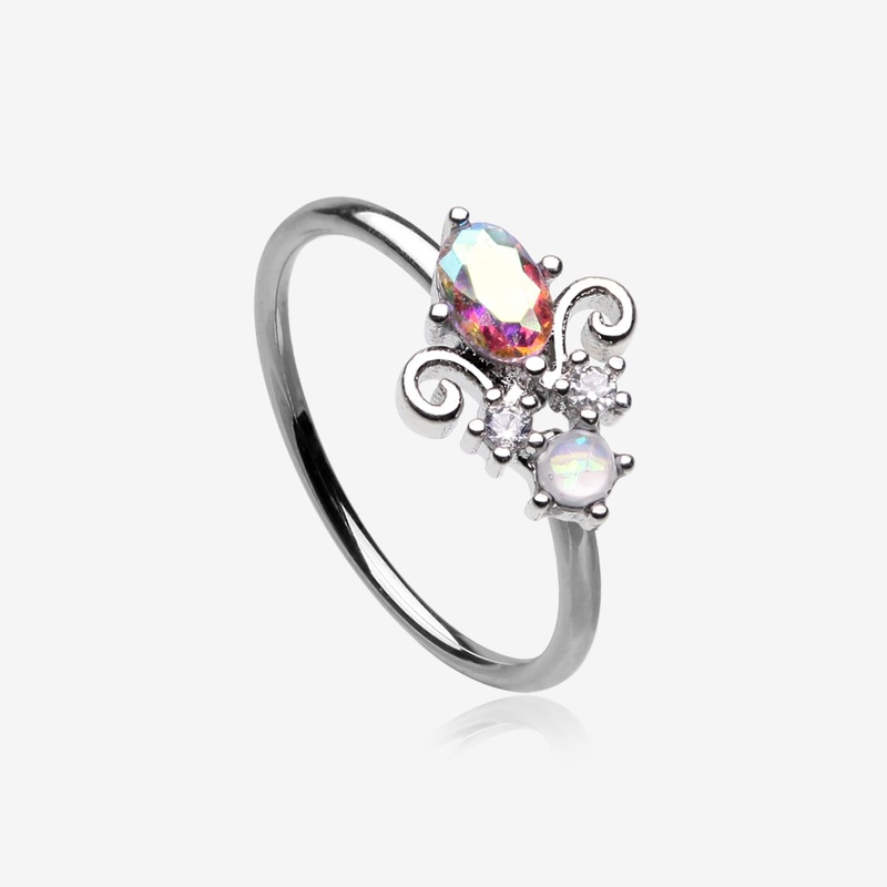 Victorian Filigree Aurora Sparkle Bendable Hoop Ring 20 GA (0.8mm), 5/16″ (8mm)