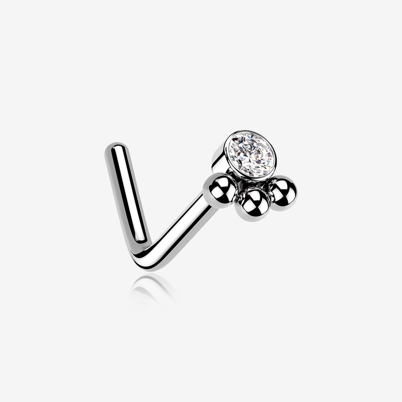 Bali Beads Sparkle Steel L-Shaped Nose Ring 20 GA (0.8mm), 1/4″ (6mm)