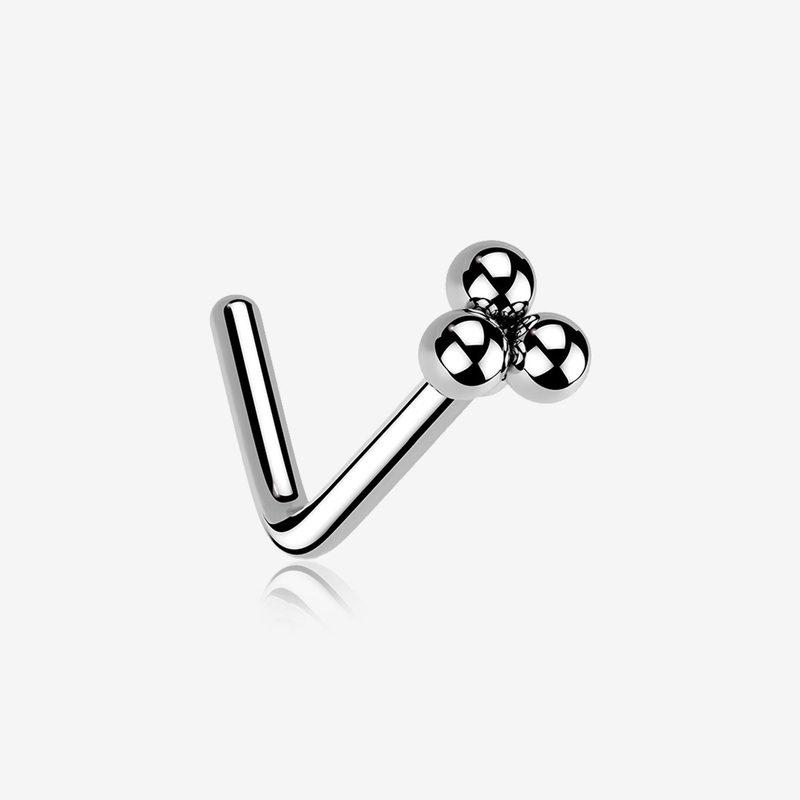 Bali Beads Trinity Steel L-Shaped Nose Ring 20 GA (0.8mm), 1/4″ (6mm)