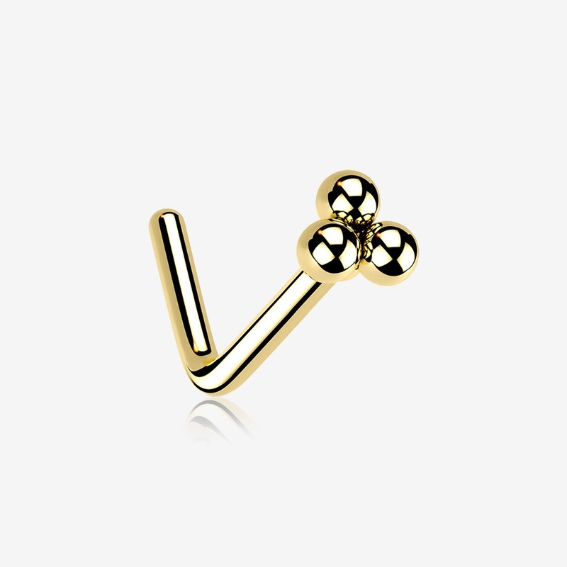 Golden Bali Beads Trinity Steel L-Shaped Nose Ring