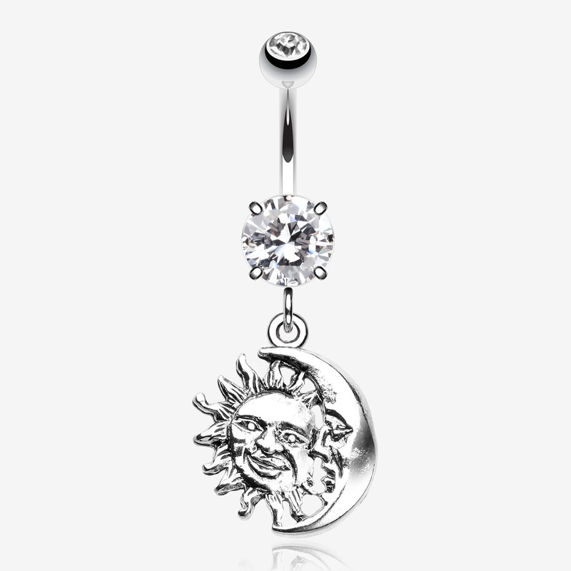 Sun & Moon Union of Opposites Belly Button Ring