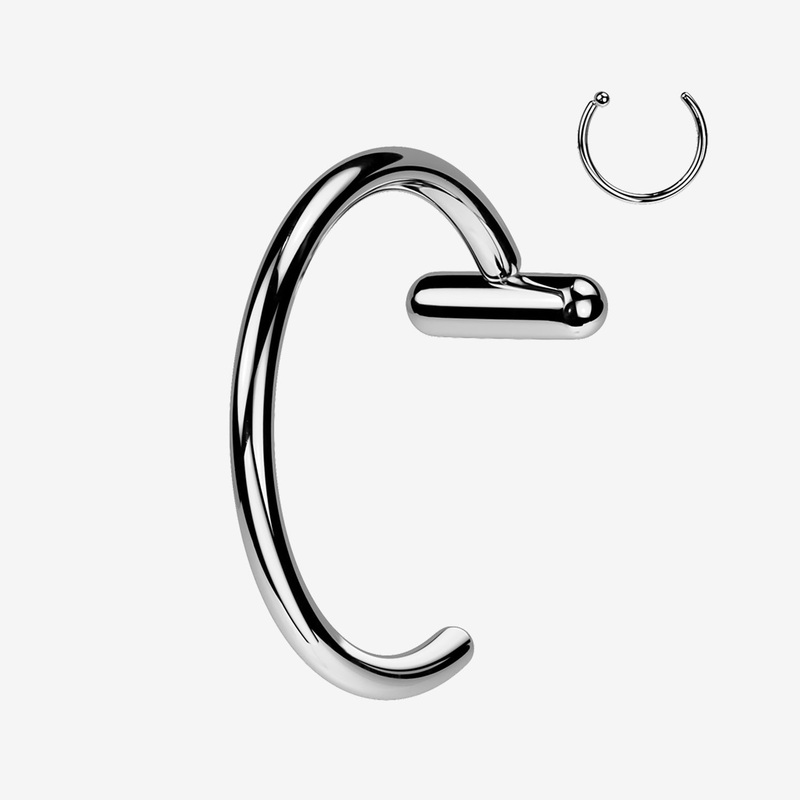 Implant Grade Titanium Bar Stopper Nose Hoop Ring 20 GA (0.8mm), 5/16″ (8mm)
