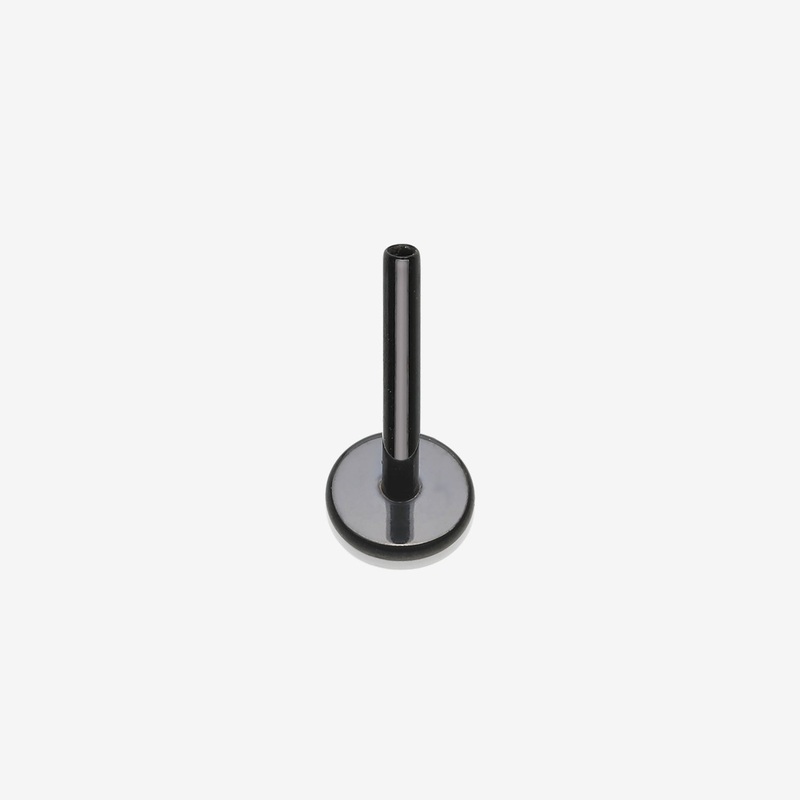 Implant Grade Titanium OneFit Threadless Blackline 4mm Base Flat Back Stud Labret Bar Part 20 GA (0.8mm), 1/4″ (6mm), Base: 4mm
