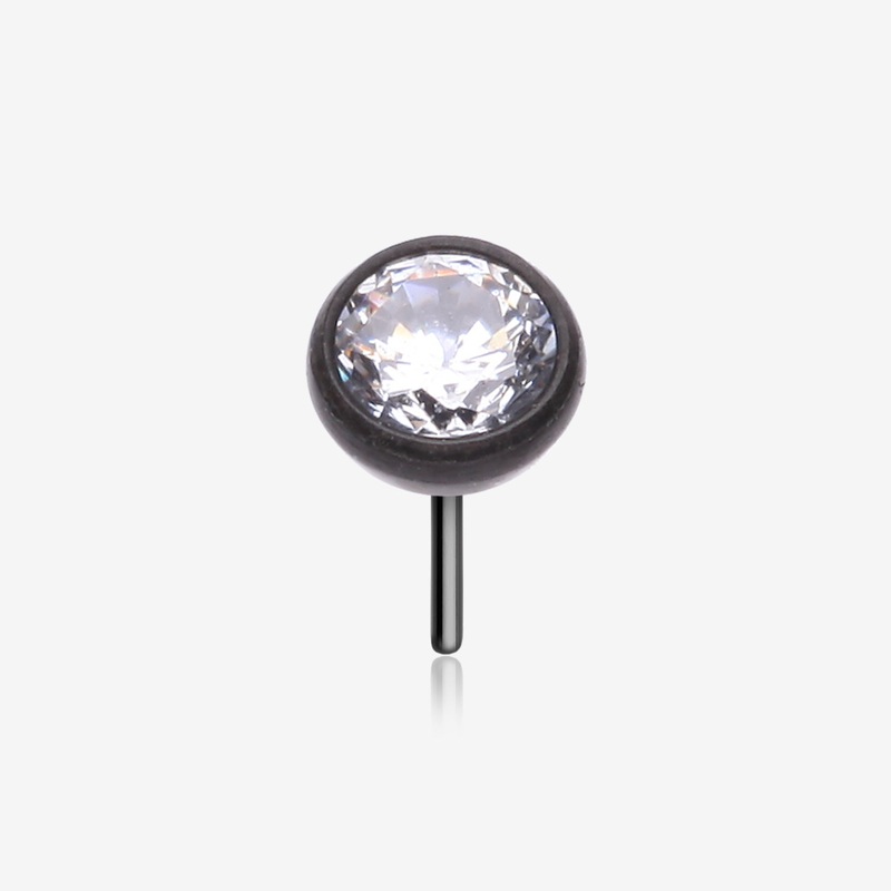 Implant Grade Titanium OneFit Threadless Blackline Bezel Set Sparkle Gem Top Part 2mm